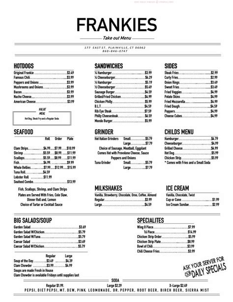 orderfrankies menu|RESTAURANT MENU .